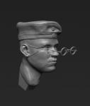 1:10th Scale German Head with Field Cap + Gas Mask Glasses 